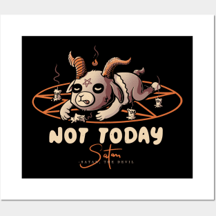 Satan Not Today - Funny Evil Baphomet Gift Posters and Art